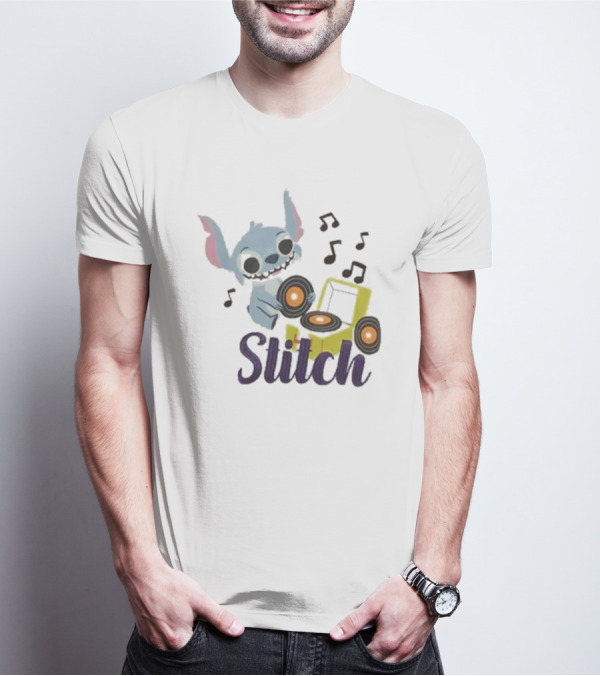 Her Universe Disney Stitch Record Player Isometric Ringer T-Shirt