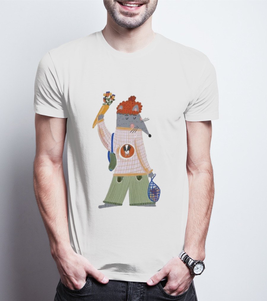 Hildalia Weekend Mouse With Flowers In Hand T-Shirt