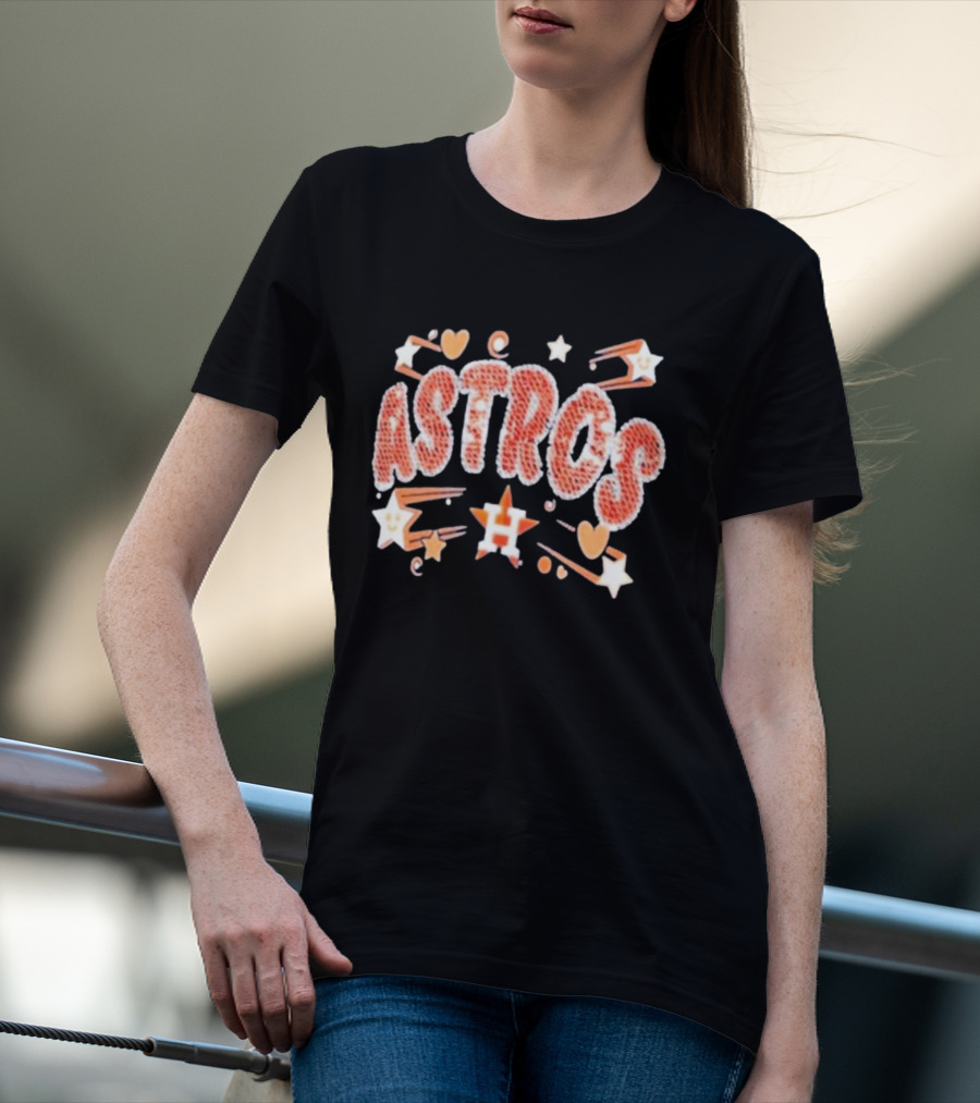 Houston Astros New Era Girls Youth Sequin Astros Hearts Stars T-Shirt