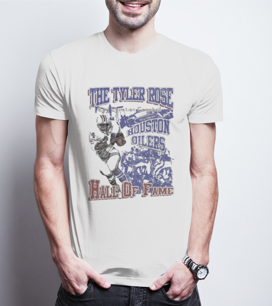 The Tyler Rose Earl Christian Campbell Houston Oilers Hall Of Fame T-Shirt