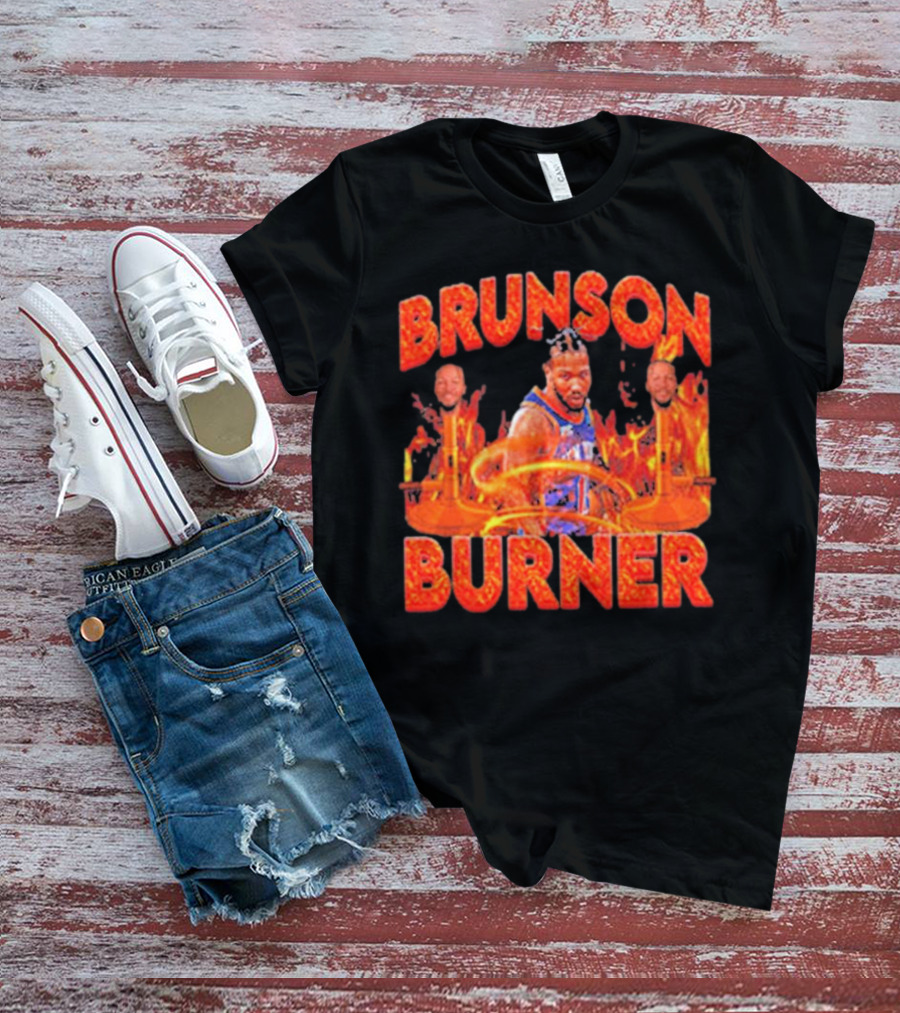 Brunson Burner Basketball Flames Iconic Player NBA T-Shirt