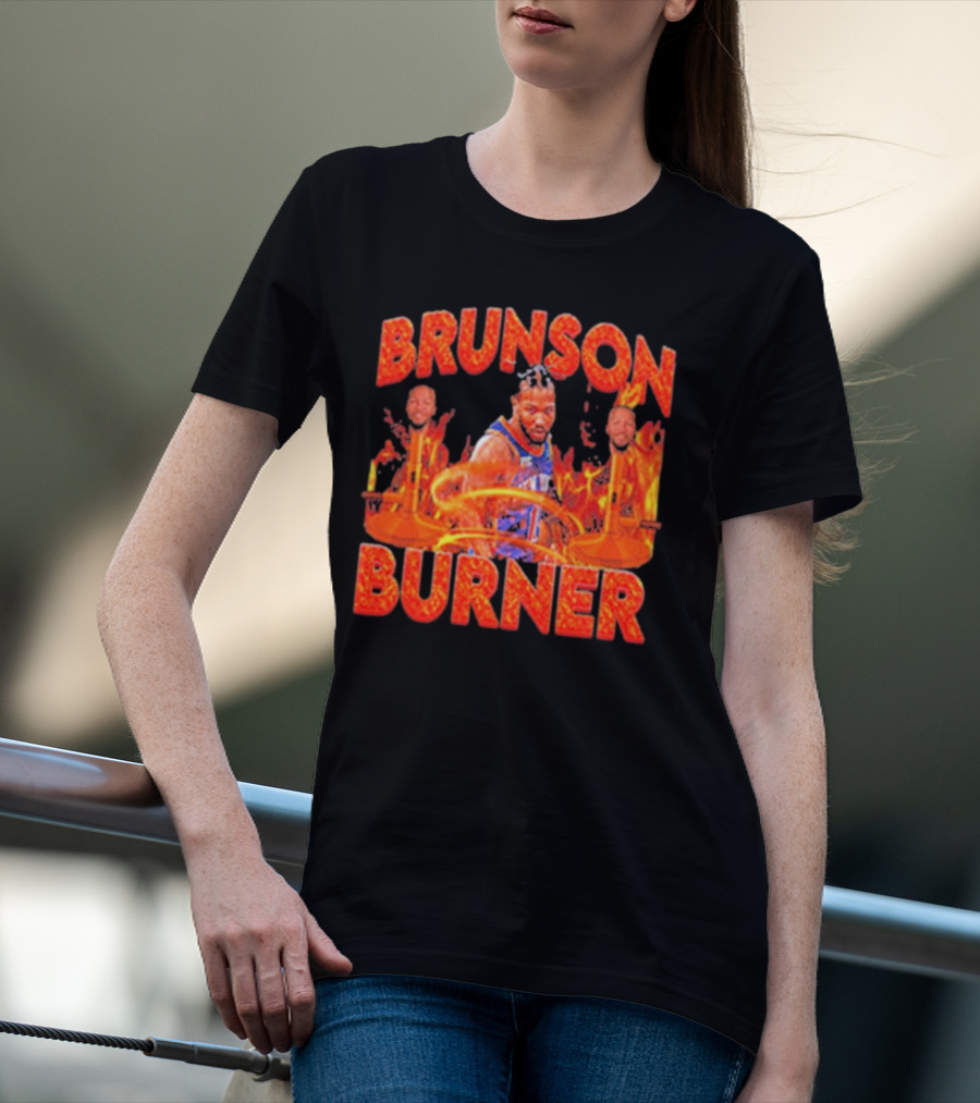 Brunson Burner Basketball Flames Iconic Player NBA T-Shirt