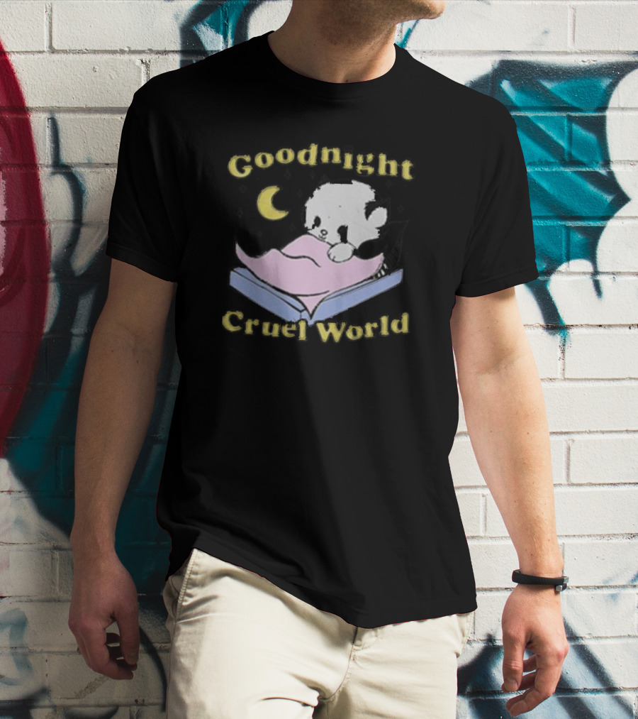 Goodnight Cruel World Moon And Bear On Open Book T-Shirt