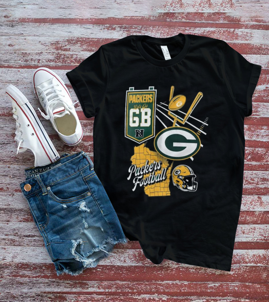 Packers Let's Go GB Football Green Bay Packers Split Zone T-Shirt