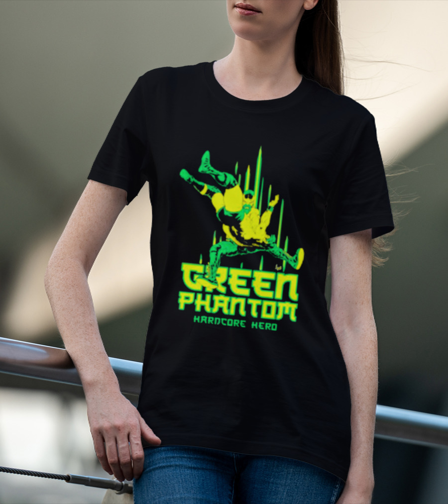 Green Phantom Hardcore Hero Wrestler Action T-Shirt