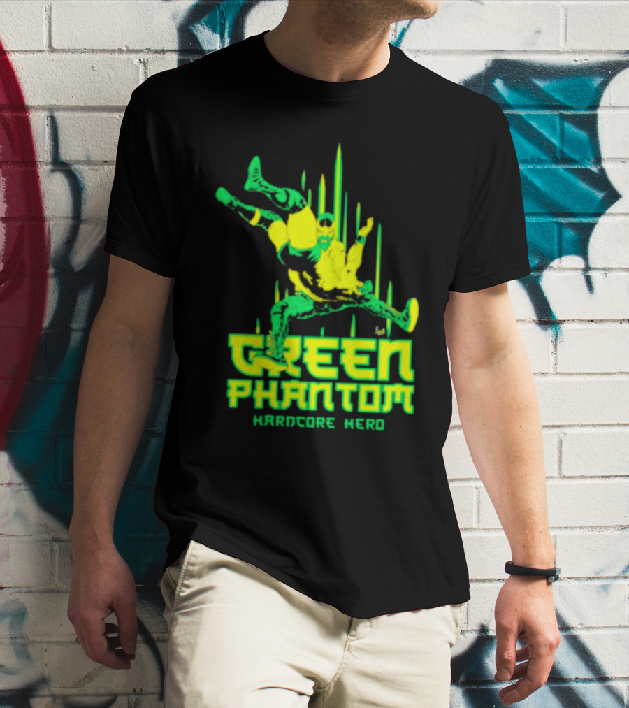 Green Phantom Hardcore Hero Wrestler Action T-Shirt