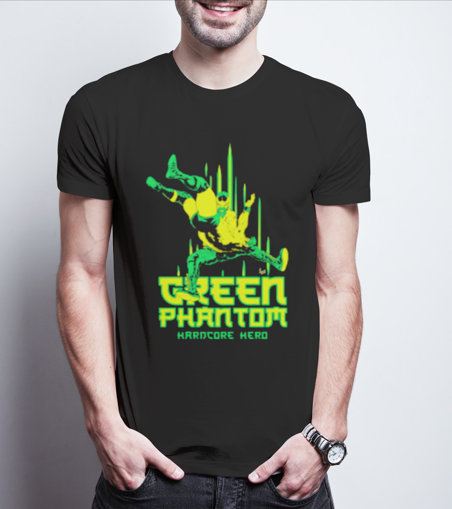 Green Phantom Hardcore Hero Wrestler Action T-Shirt