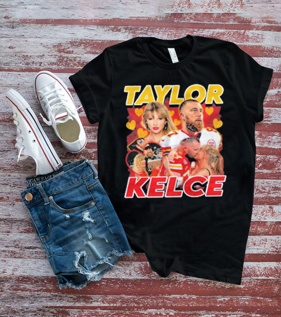 Taylor Kelce Football Love Hearts Chiefs Player Blonde Woman T-Shirt