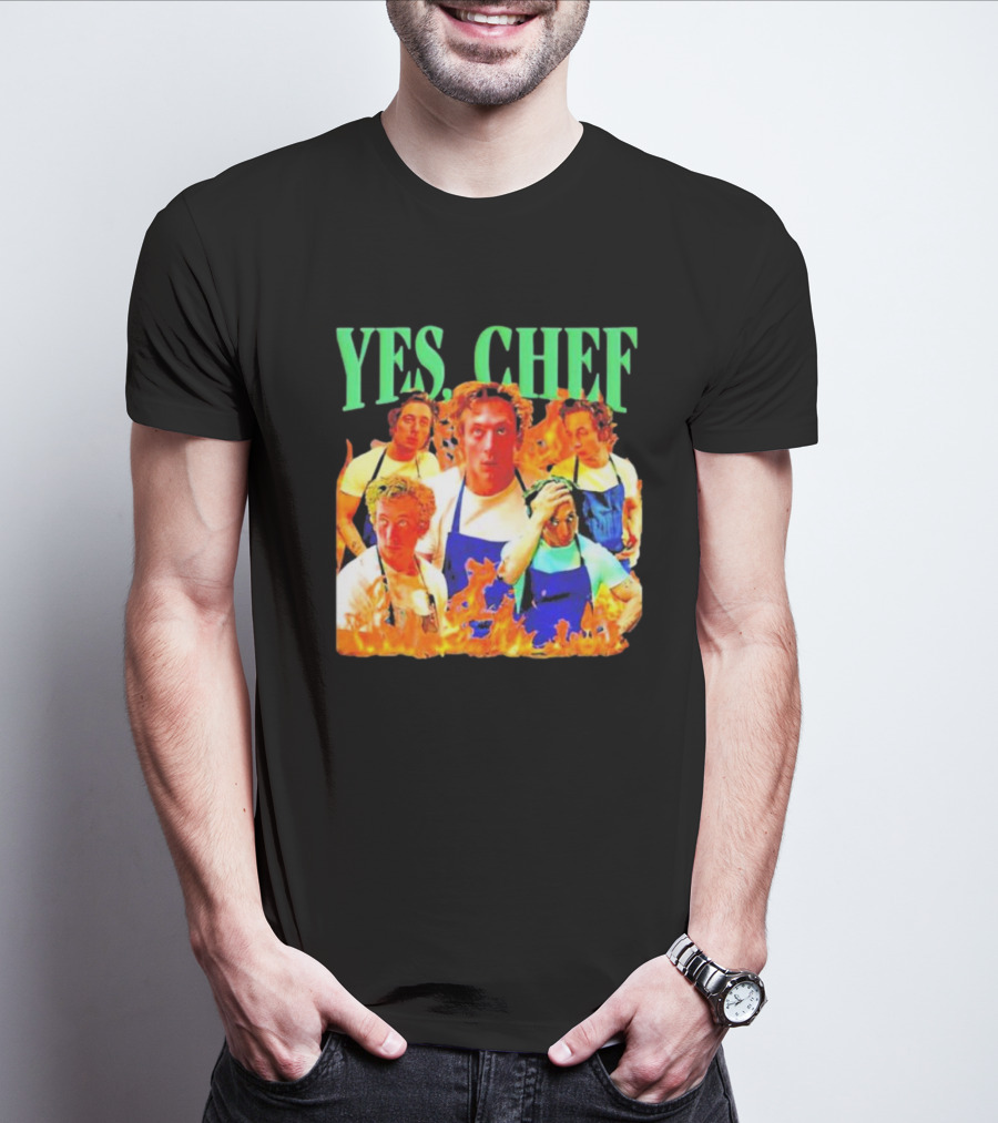 Jeremy Allen Fire Flames Yes Chef T-Shirt
