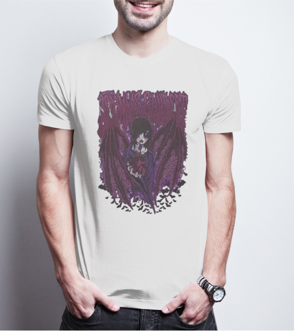 Johnnie Guilbert Vampire Dark Gothic Artwork With Wings And Heart T-Shirt