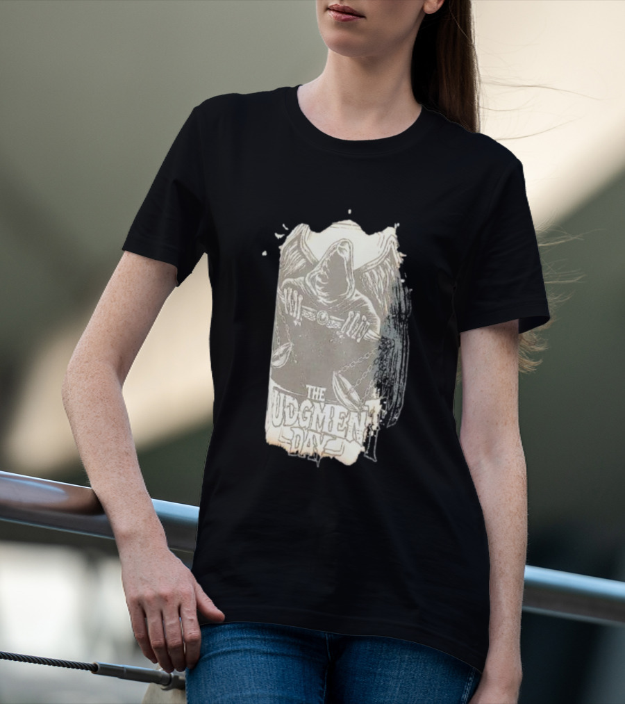 The Judgment Day All Rise Tie-Dye Grim Reaper Cloaked Figure With Chains And Wings T-Shirt