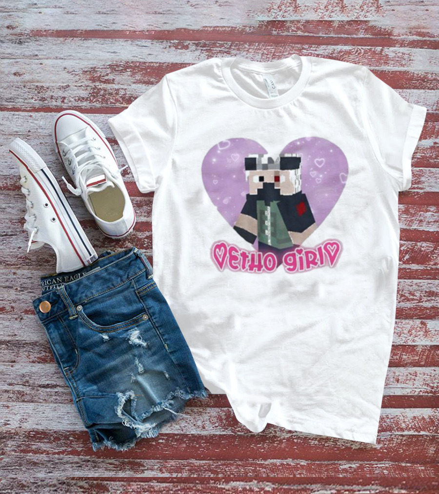 Etho Girl Heart Minecraft Character Pixel Art Julesxd T-Shirt