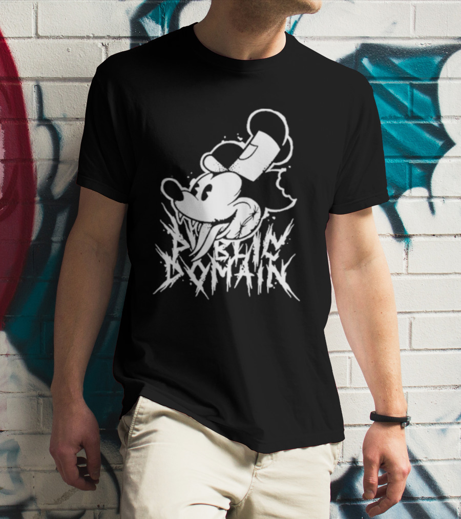 Junkyardla Mickey Mouse Public Domain Grim T-Shirt
