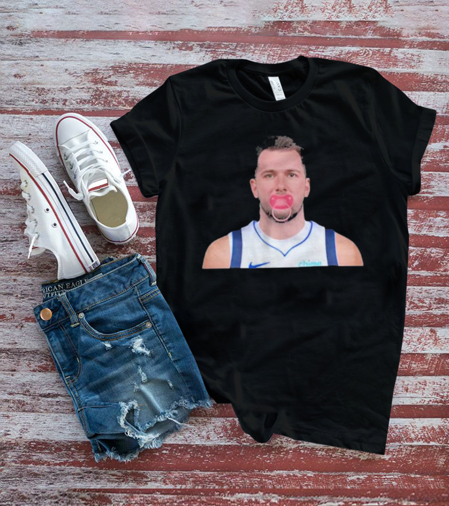 Luka Dončić Pacifier Parody Blue Jersey T-Shirt