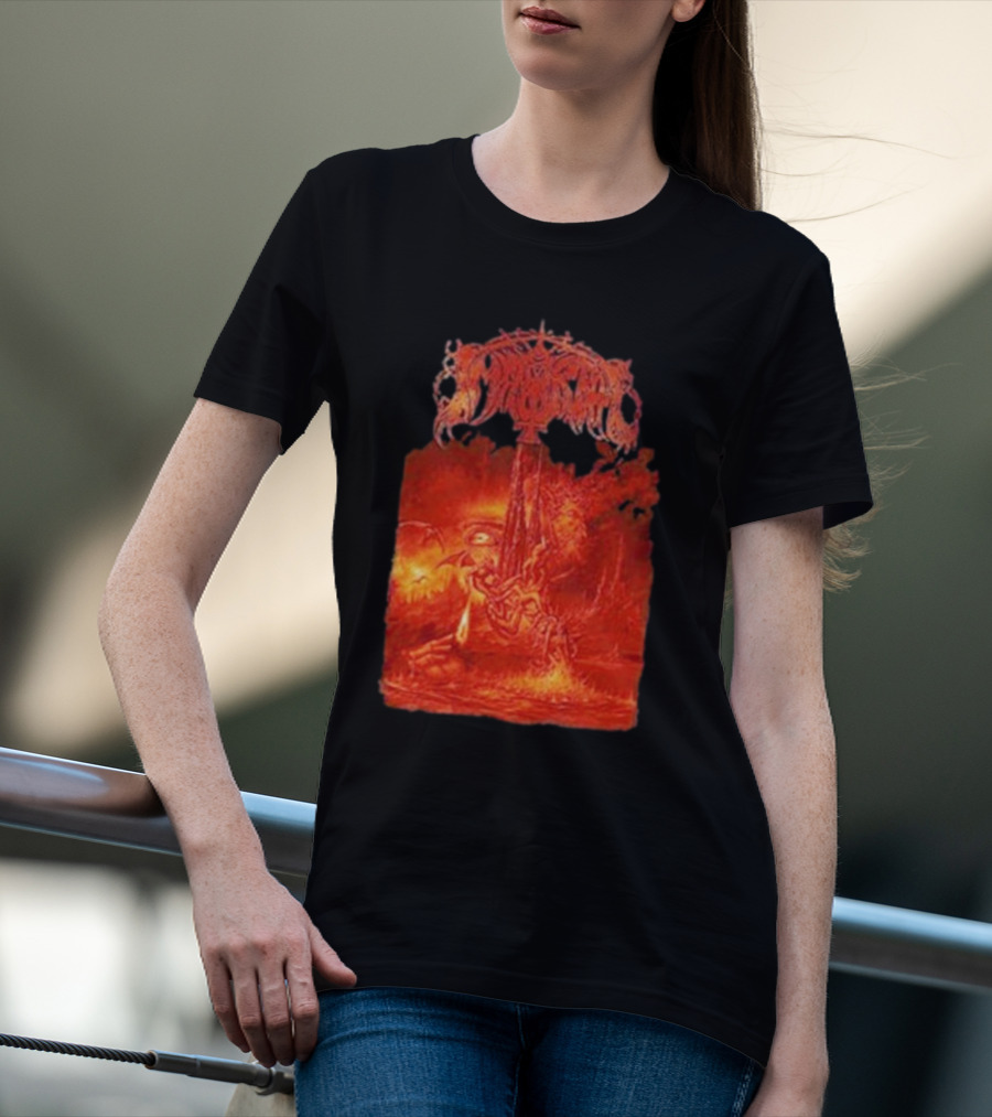 Immortal Damned In Black Fiery Red Scene T-Shirt