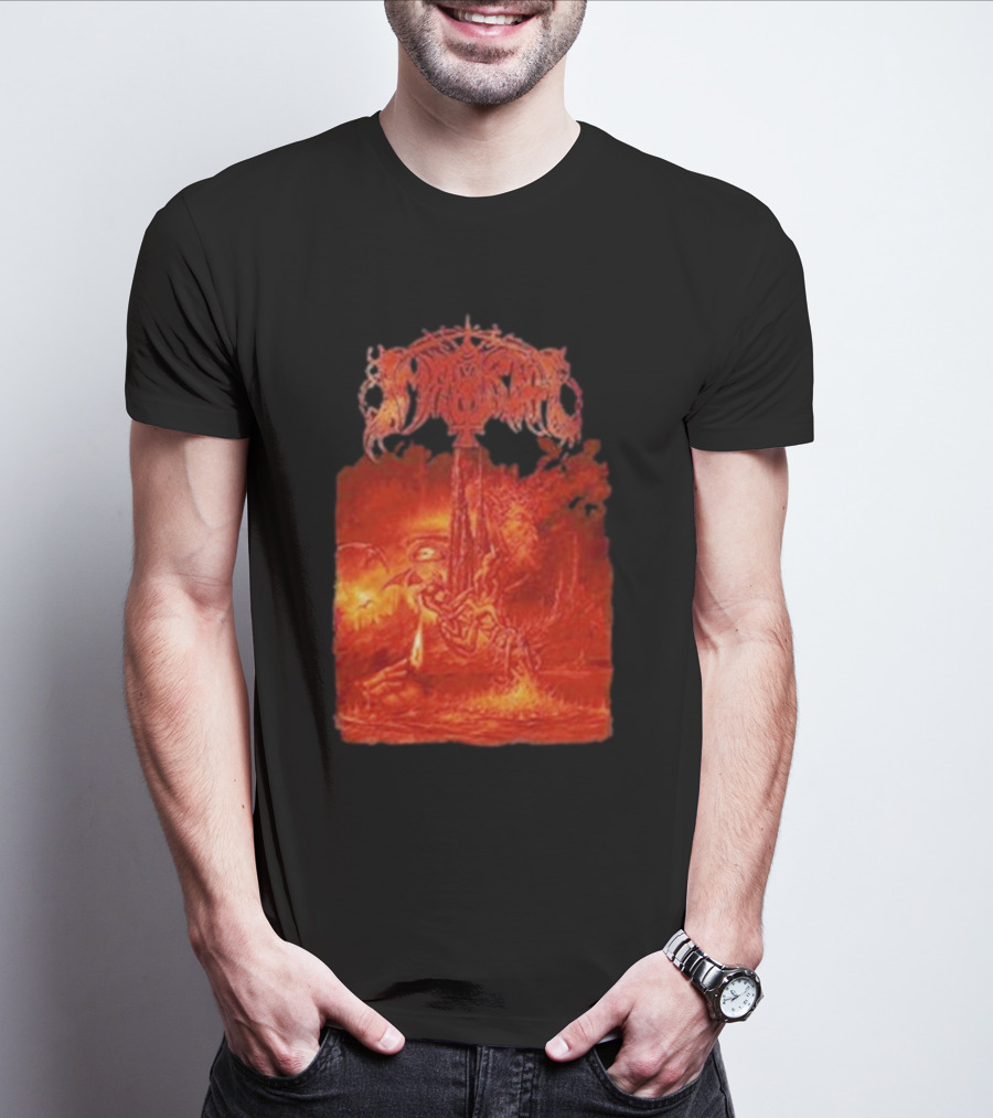 Immortal Damned In Black Fiery Red Scene T-Shirt
