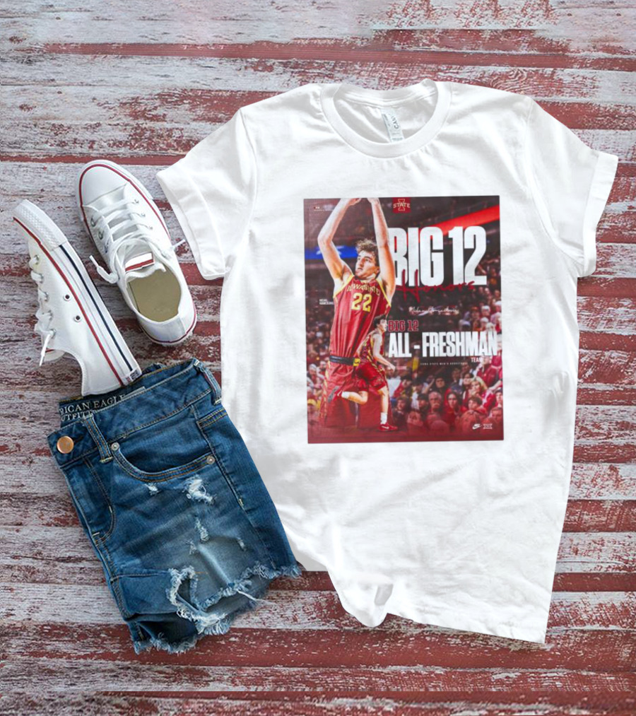 Iowa State Cyclones Men's Basketball Big 12 Honors Milan Momcilovic All Freshman Team T-Shirt