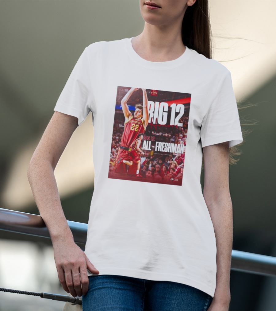 Iowa State Cyclones Men's Basketball Big 12 Honors Milan Momcilovic All Freshman Team T-Shirt