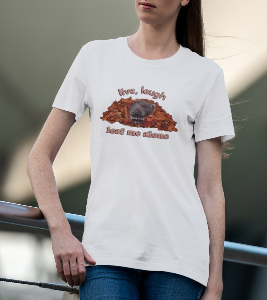 Live Laugh Leaf Me Alone Raccoon Autumn Leaves T-Shirt