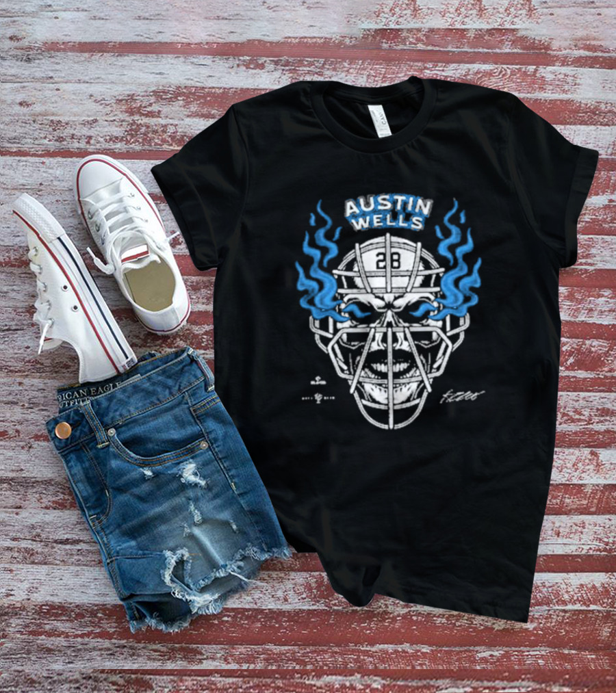 Stone Cold Austin Wells Skull Mask Flames 28 T-Shirt