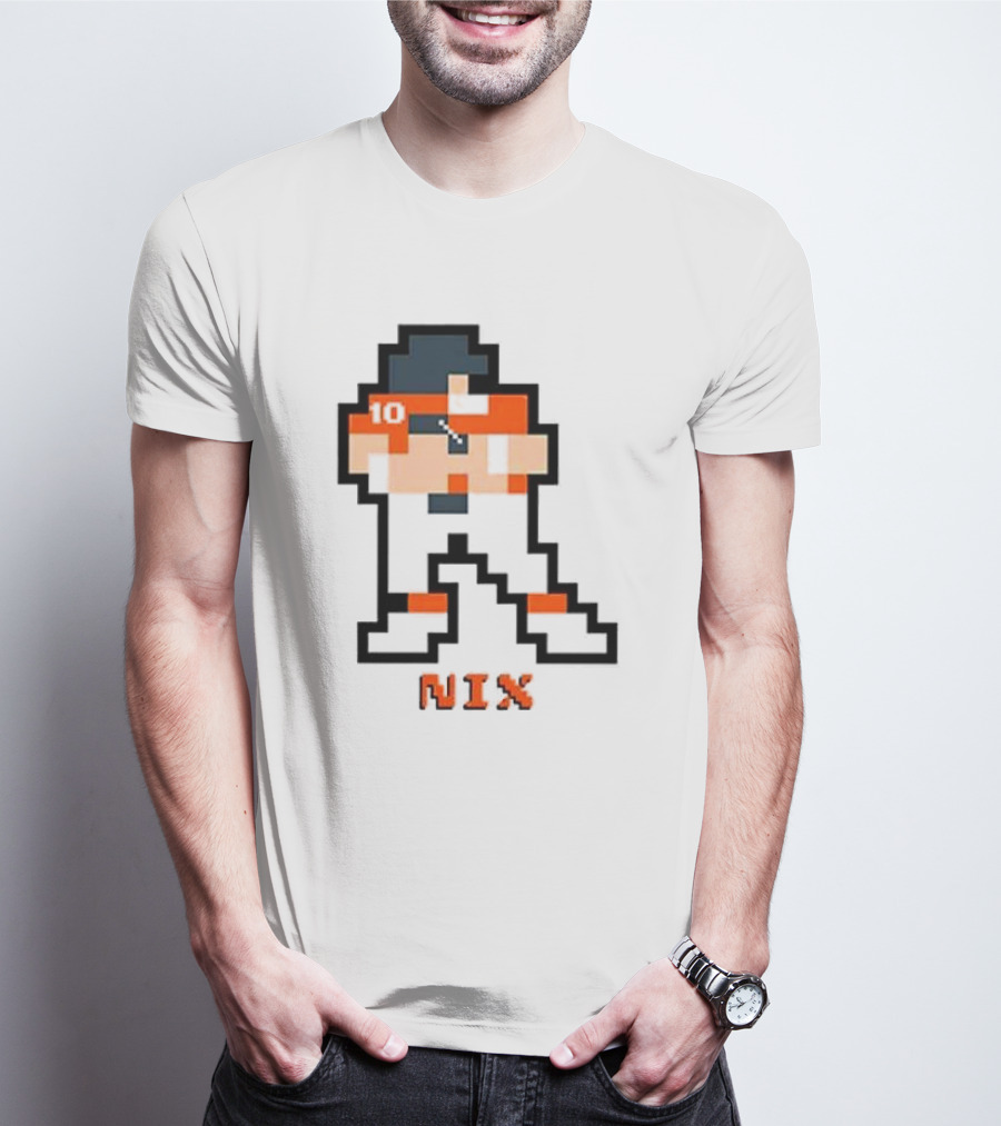Broncos Bo Nix 8-Bit Number 10 Pixel T-Shirt