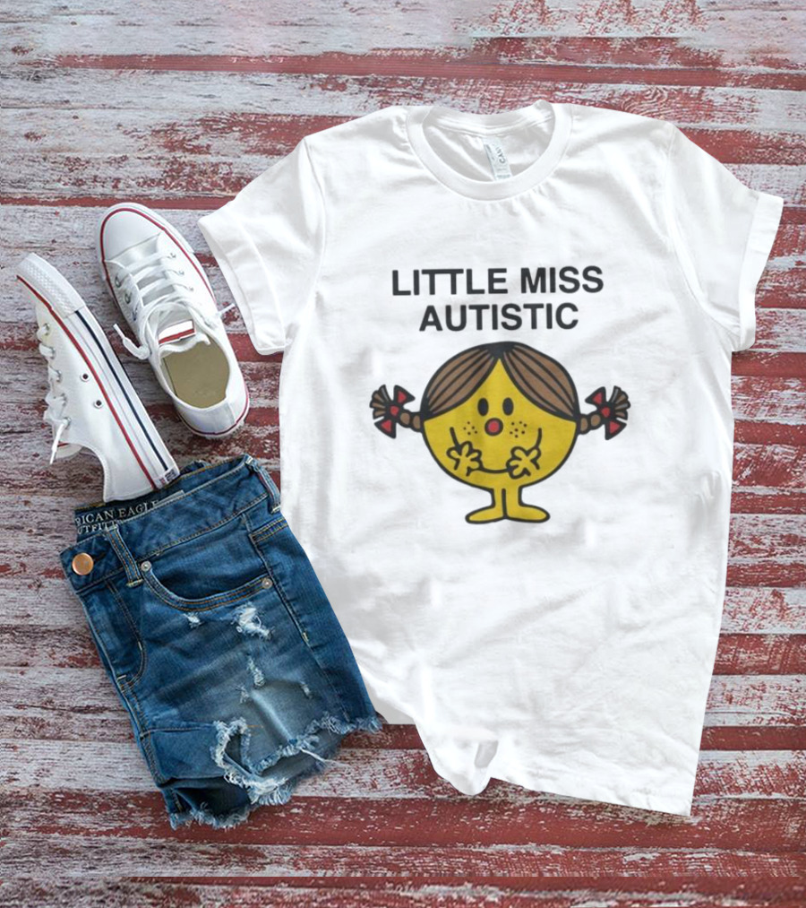 Little Miss Autistic Character With Pigtails And Yellow Face T-Shirt