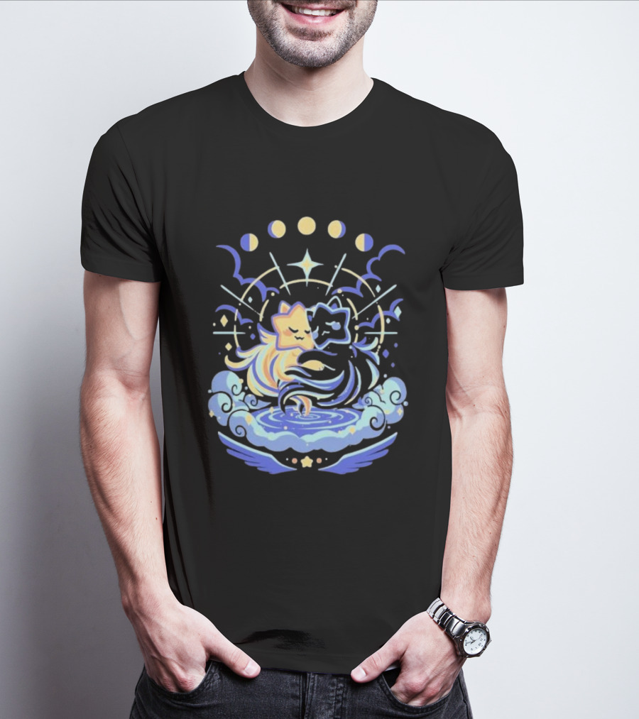 Wishing Stars Miski Celestial Phases Astral Embrace T-Shirt