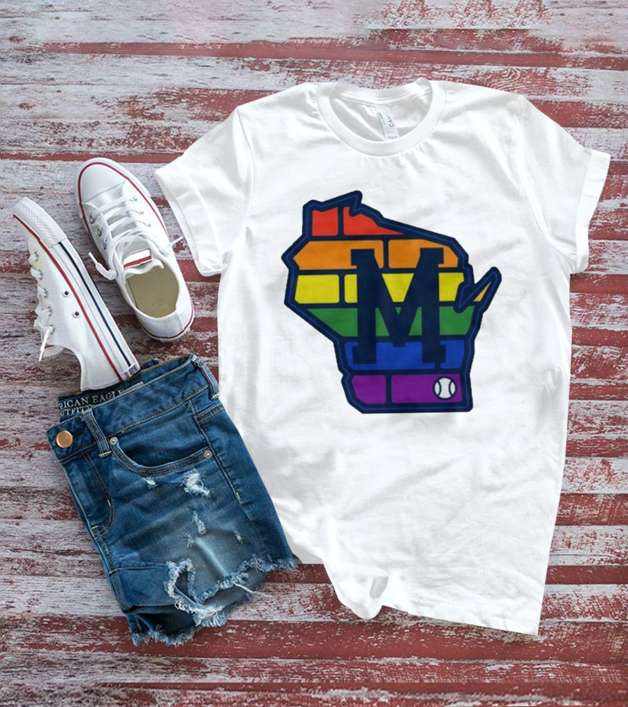 Aurora Health Care Brewers Pride Rainbow Wisconsin Baseball T-Shirt