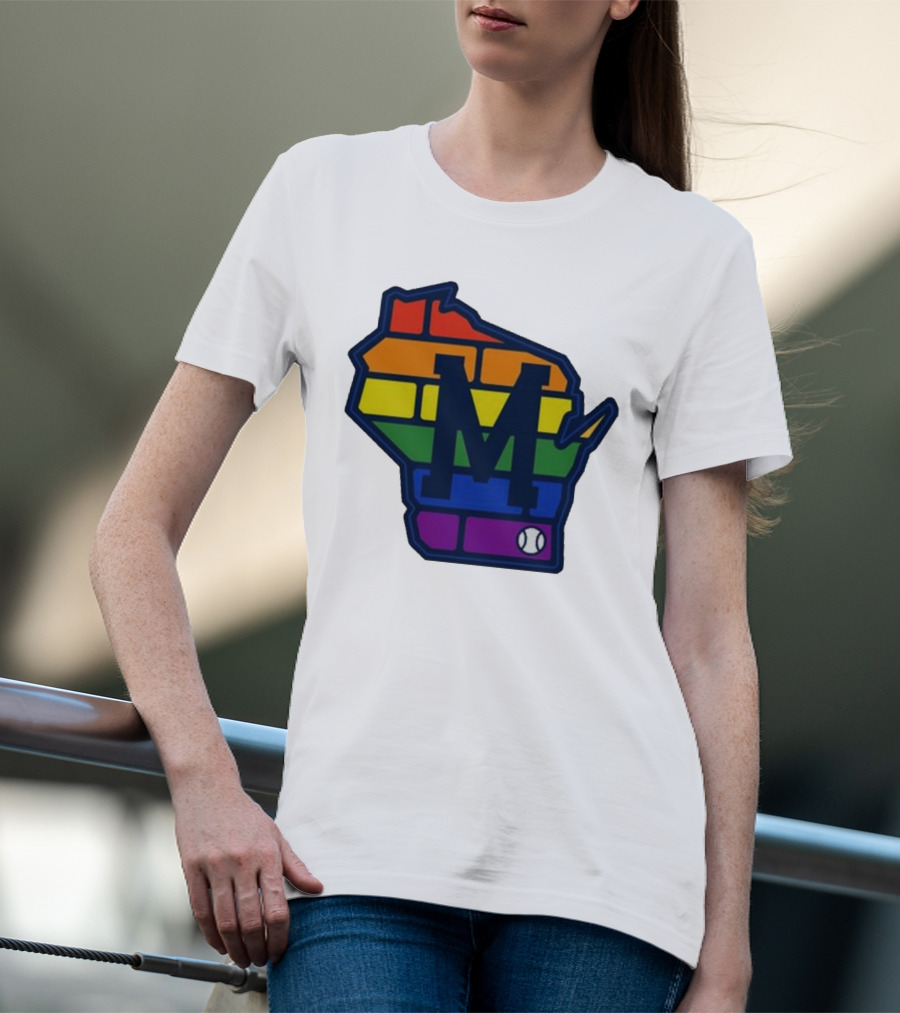 Aurora Health Care Brewers Pride Rainbow Wisconsin Baseball T-Shirt