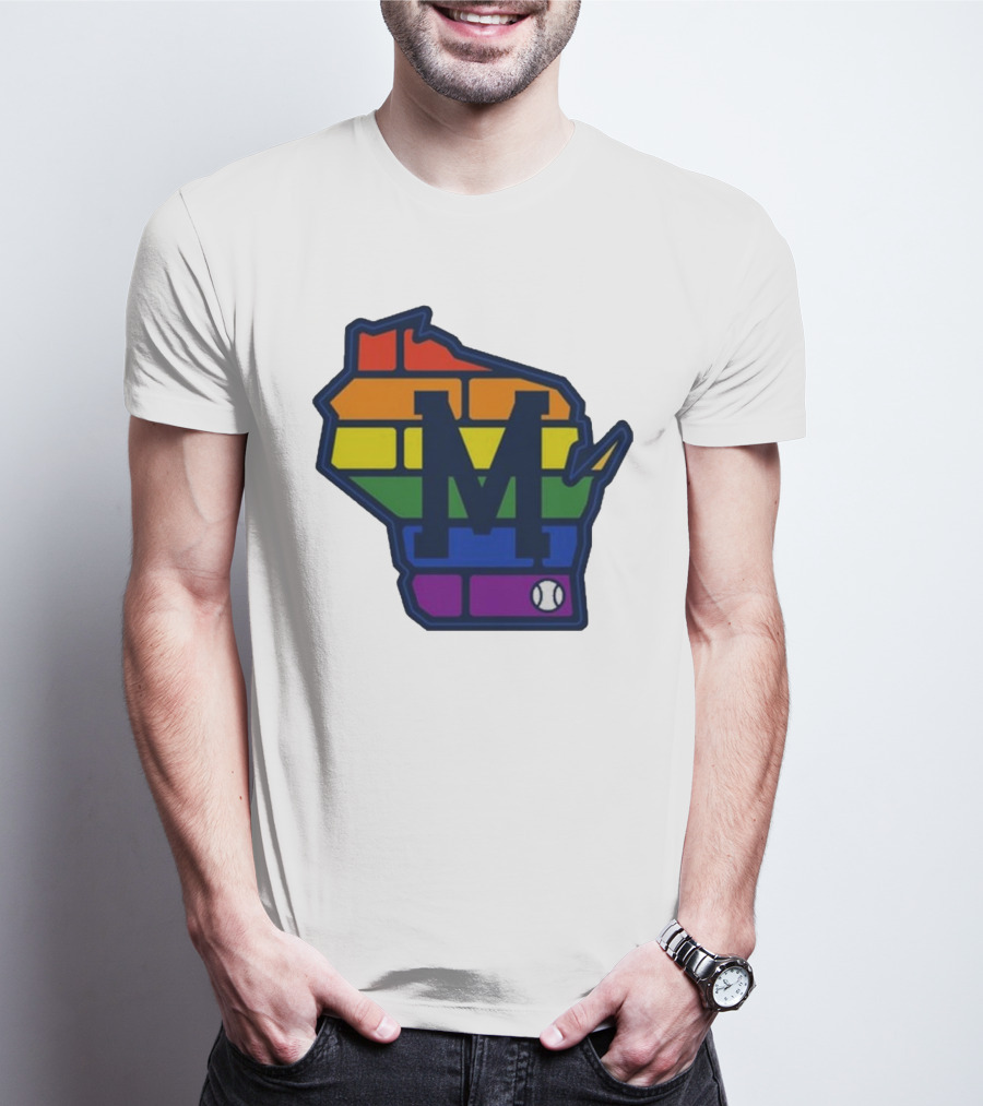 Aurora Health Care Brewers Pride Rainbow Wisconsin Baseball T-Shirt