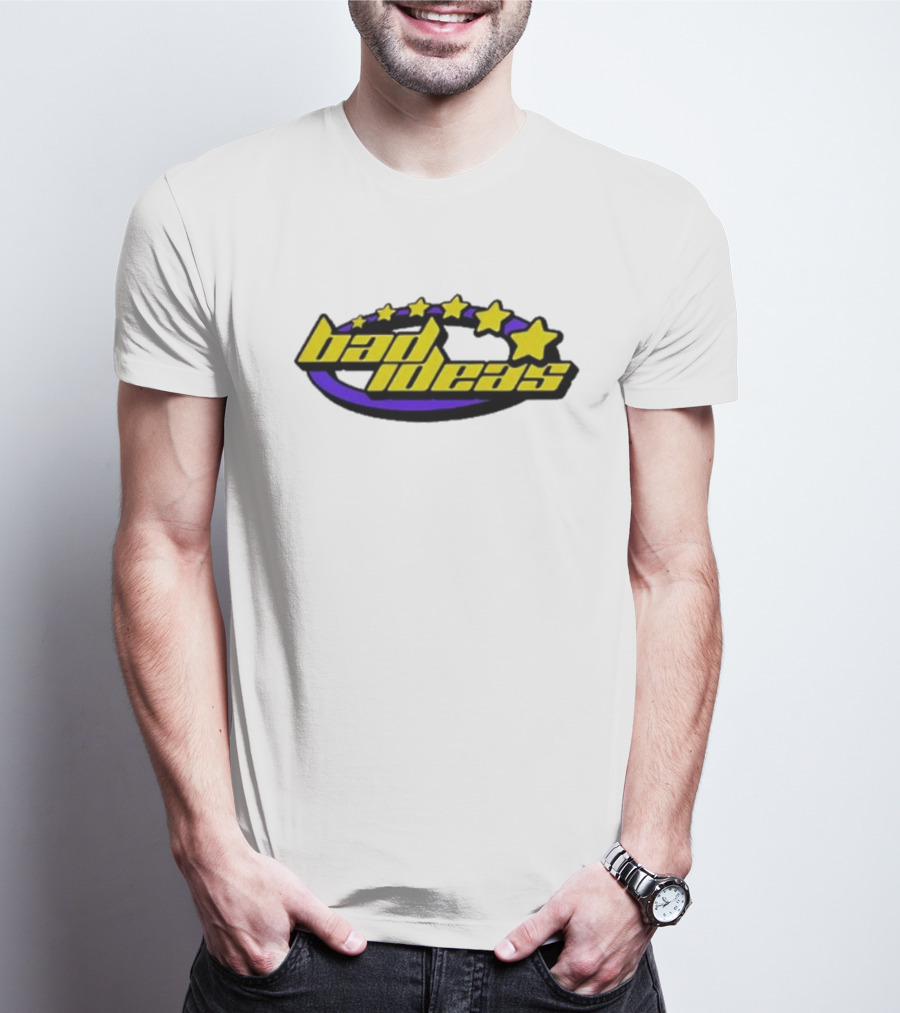 Bad Ideas Content Retro Five Stars Yellow And Purple T-Shirt