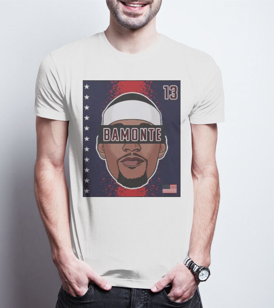 Bamonte 13 Stars And Stripes Illustration Bam Adebayo T-Shirt