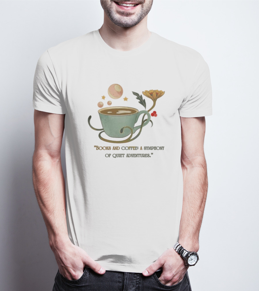 Books And Coffee A Symphony Of Quiet Adventures With Stars And Cup T-Shirt