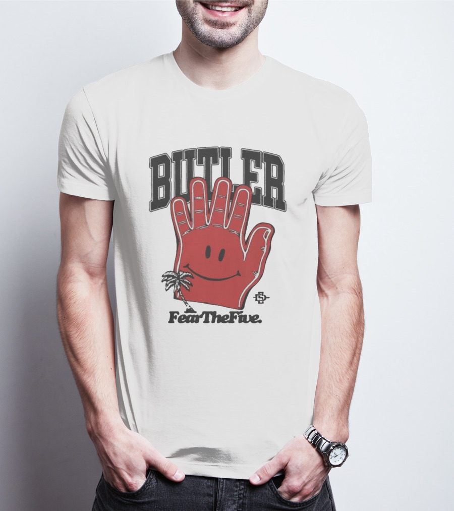 Butler Fear The Five SDSU Smiley Hand Palm Tree T-Shirt