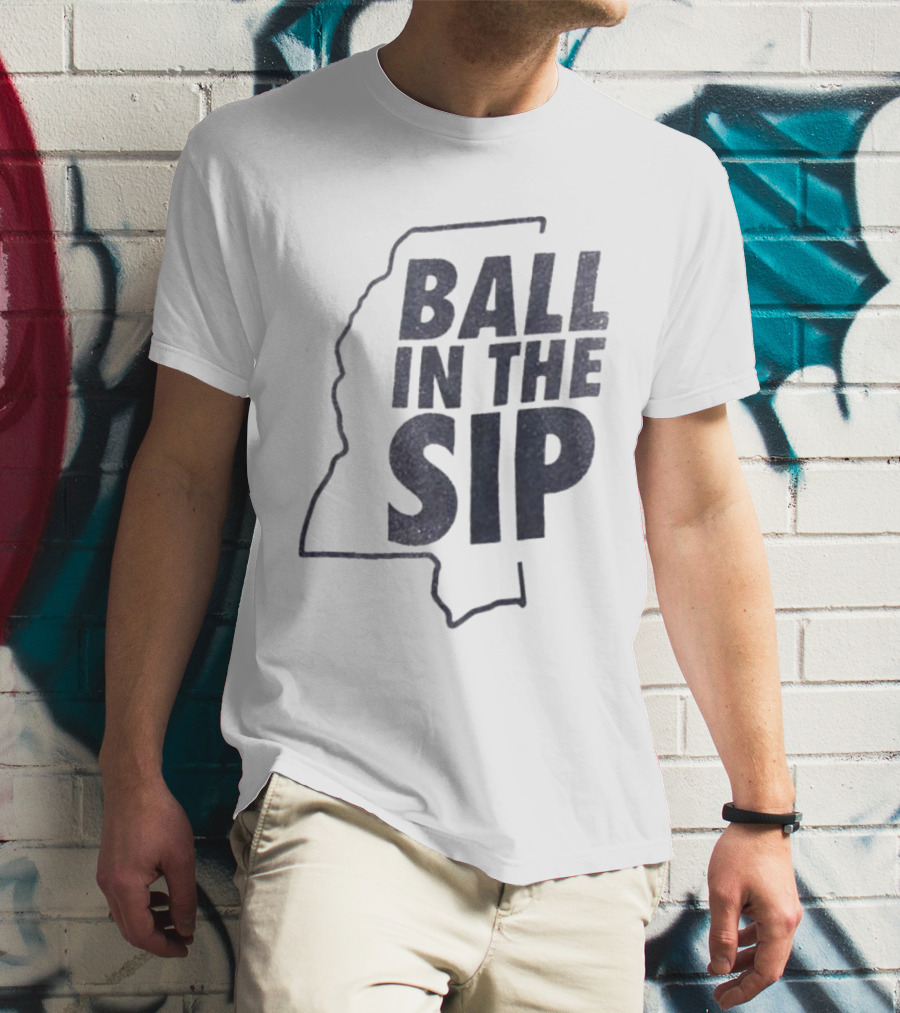Ball In The Sip Mississippi Outline Lane Kiffin T-Shirt