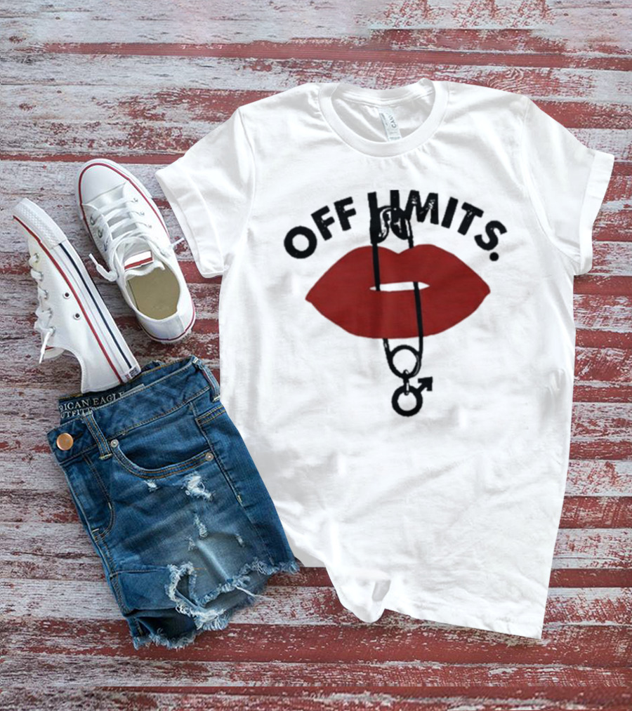 Munawar Faruqui Off Limits Red Lips Safety Pin T-Shirt