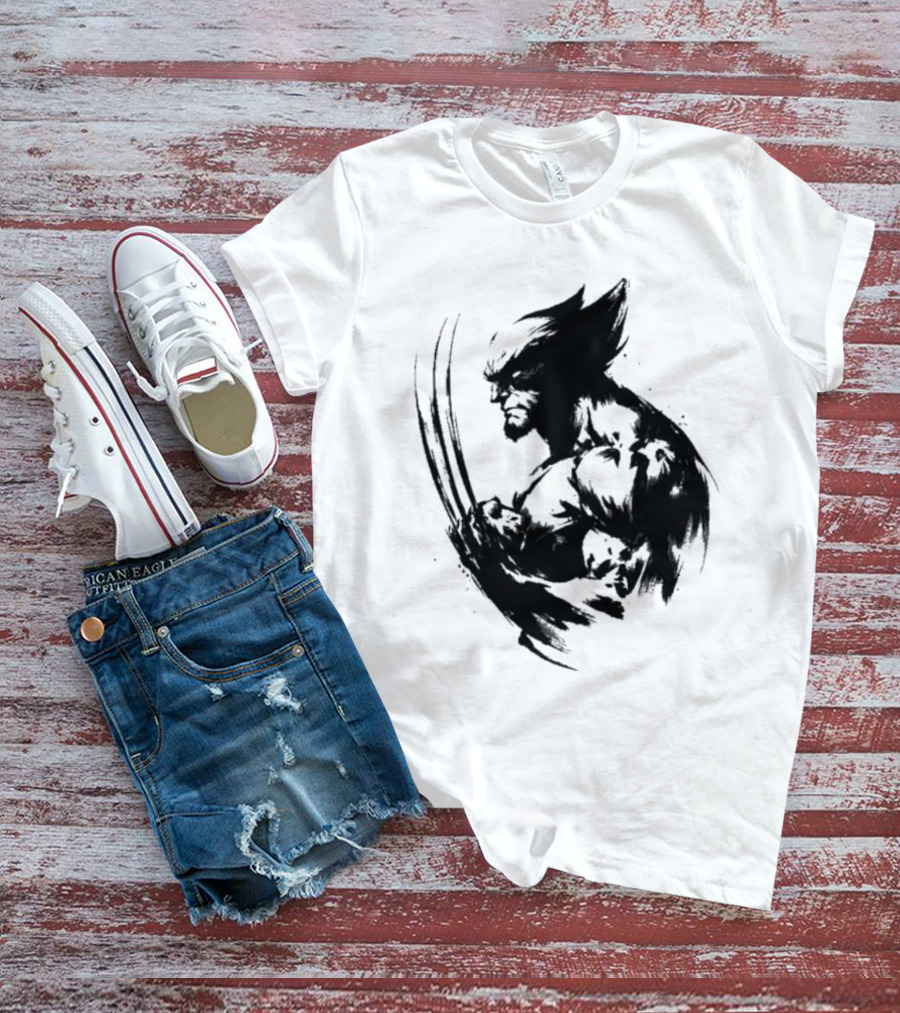Mutant Inked Wolverine Claw Shadows Sketch T-Shirt