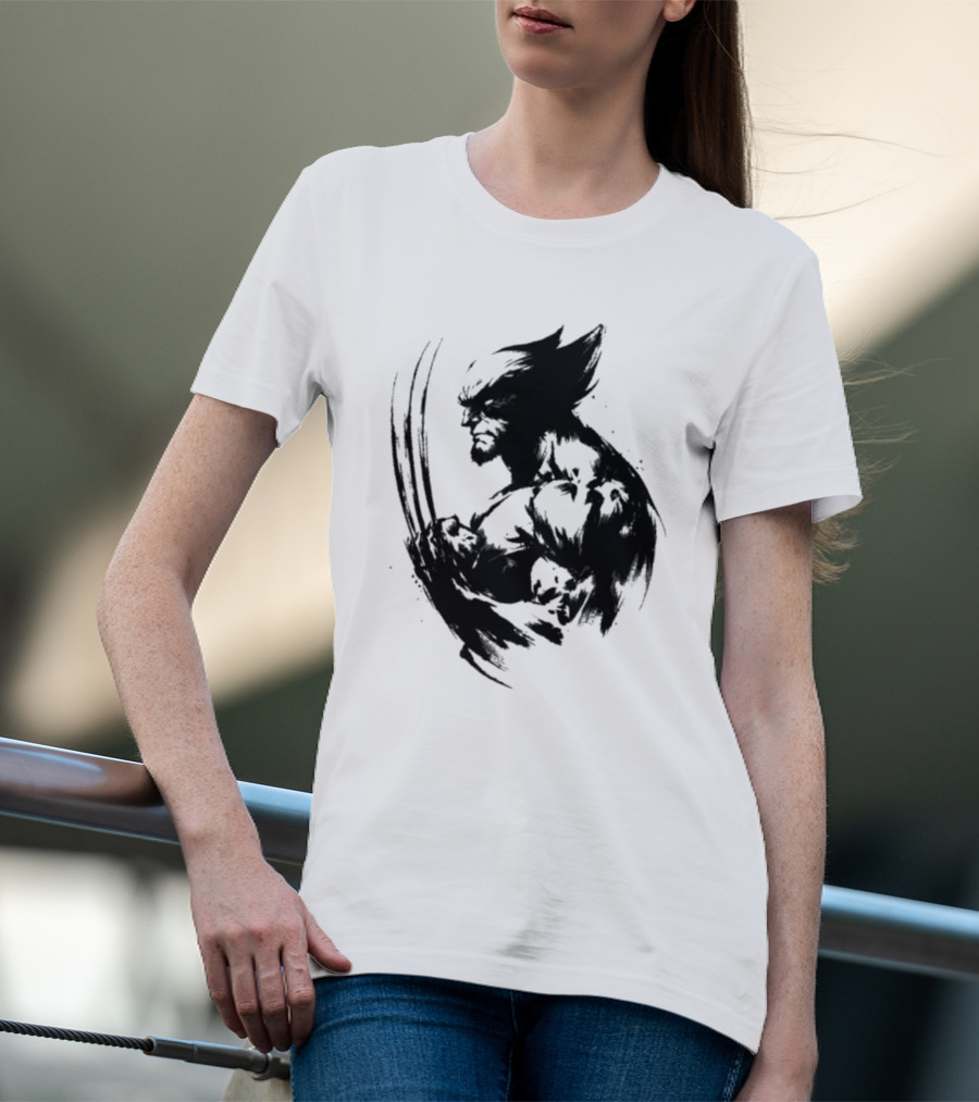 Mutant Inked Wolverine Claw Shadows Sketch T-Shirt