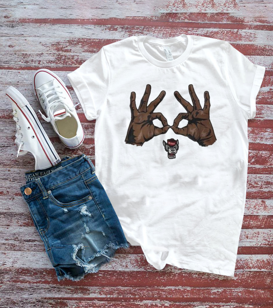 Nc State Basketball Three Goggles Hand Sign Wolfpack T-Shirt