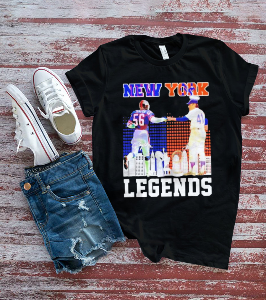 New York Lawrence Taylor Tom Seaver Legends Signatures T-Shirt