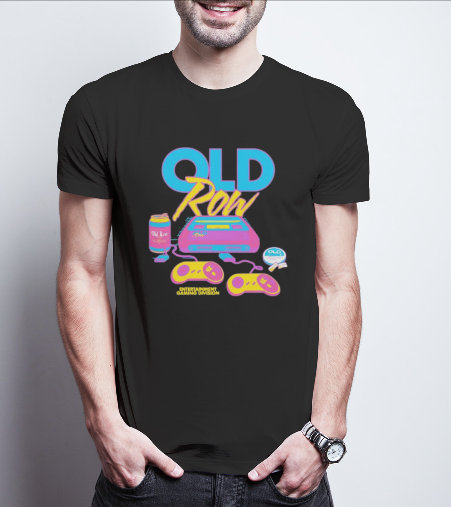 Old Row 90s Gaming Entertainment Gaming Division Mineral Wash Retro Console Controllers T-Shirt