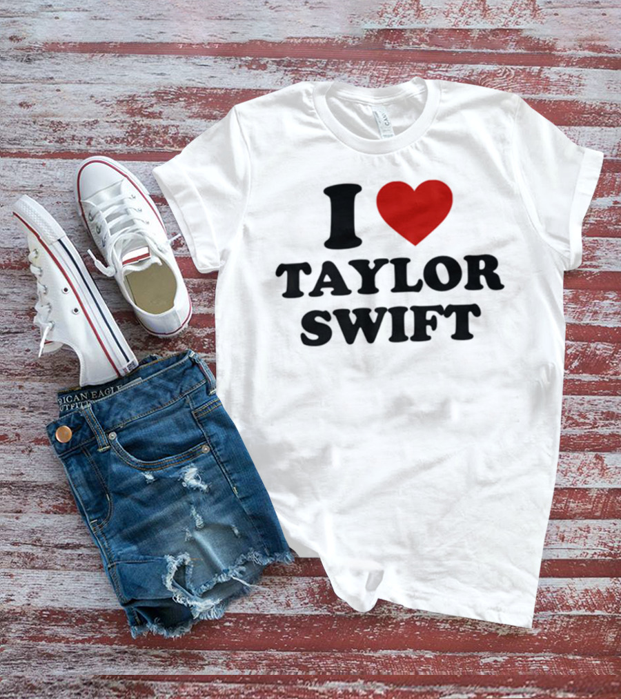 I Love Taylor Swift Red Heart Pin T-Shirt