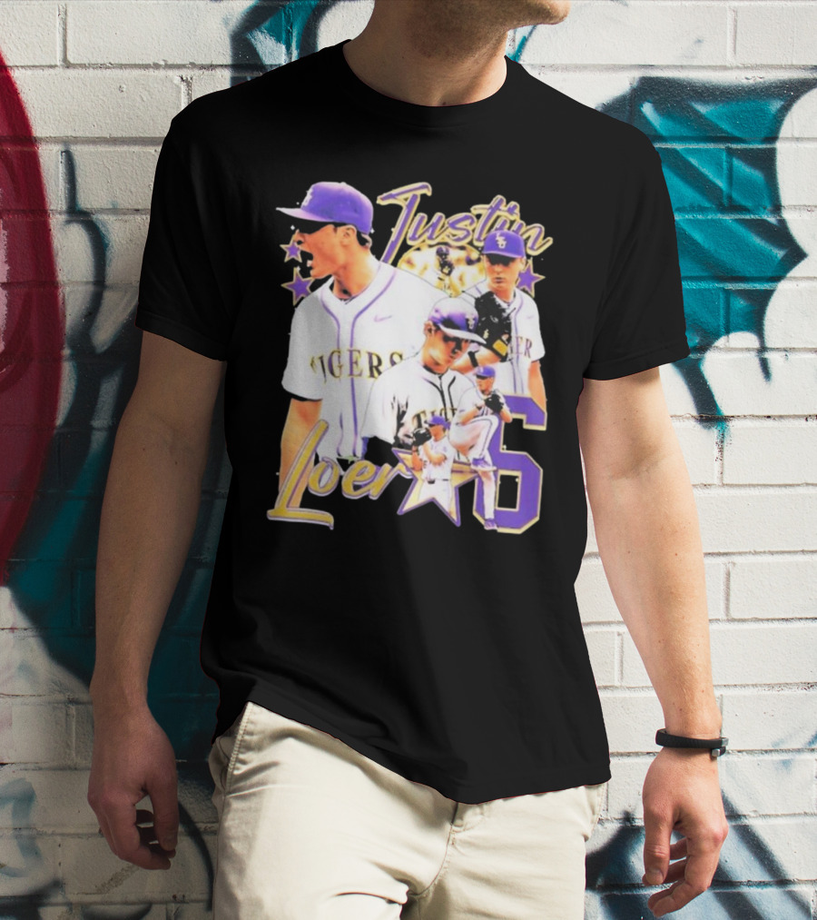 Justin Loer 6 LSU Tigers Baseball Pitcher Collage T-Shirt