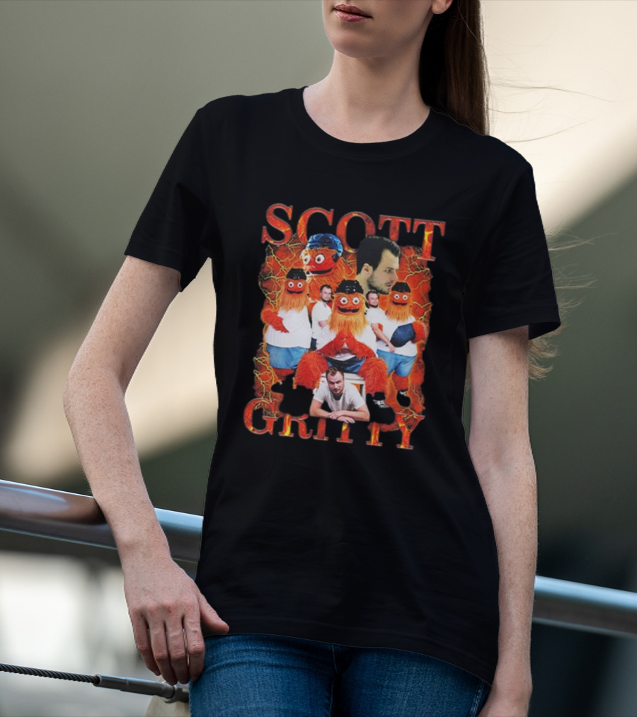 Philadelphia Flyers Scott Gritty Lightning Background T-Shirt