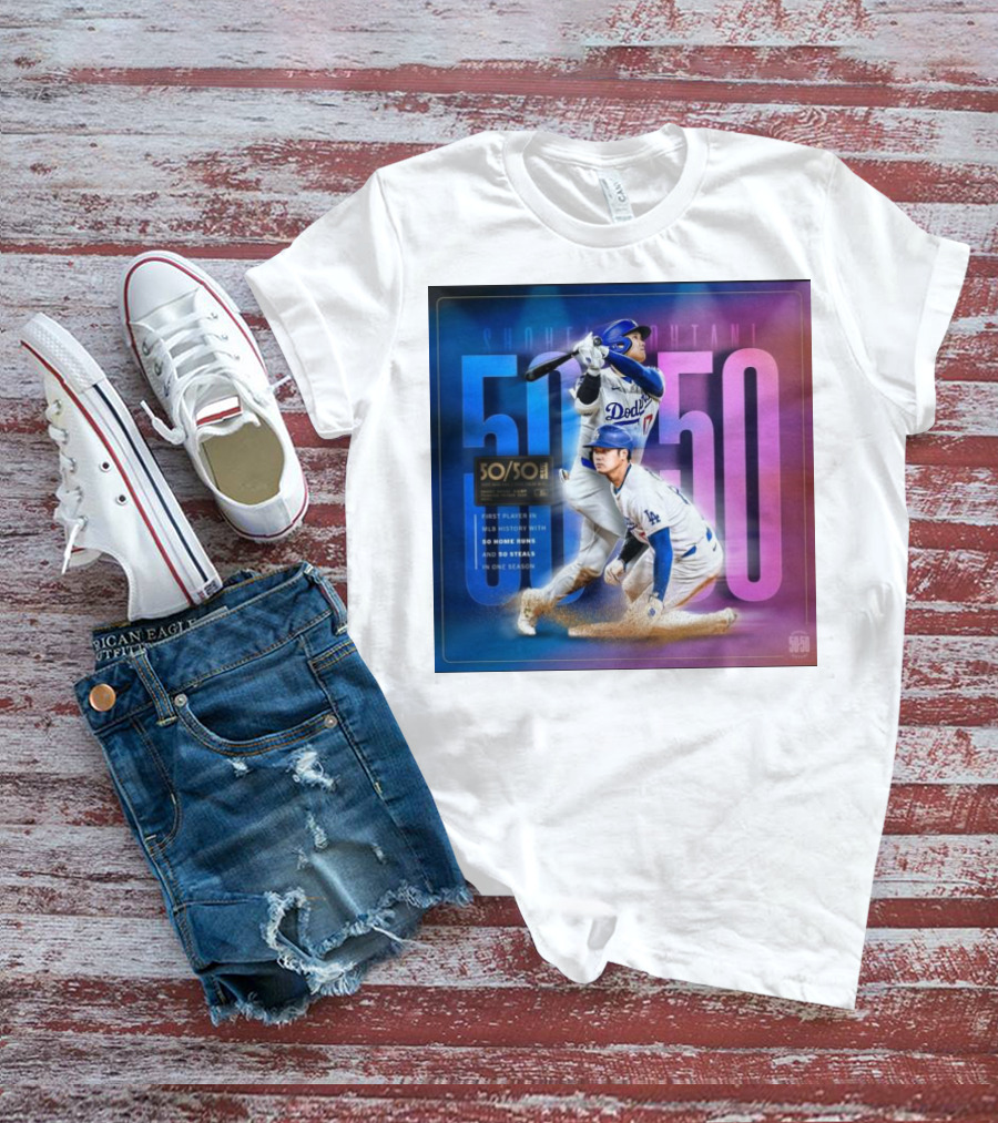 Shohei Ohtani 50/50 First Player MLB History 50 Home Runs And Steals Dodgers T-Shirt