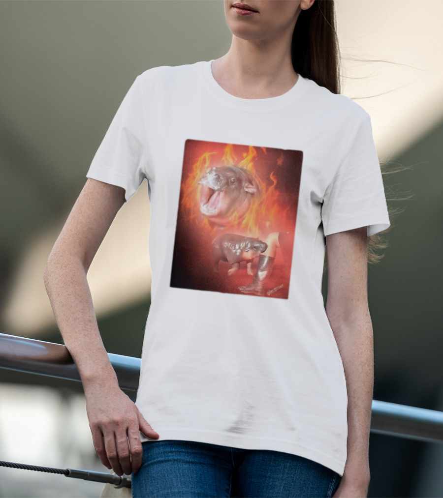Twaniimals Moo Deng Mood Hippos On Fire T-Shirt