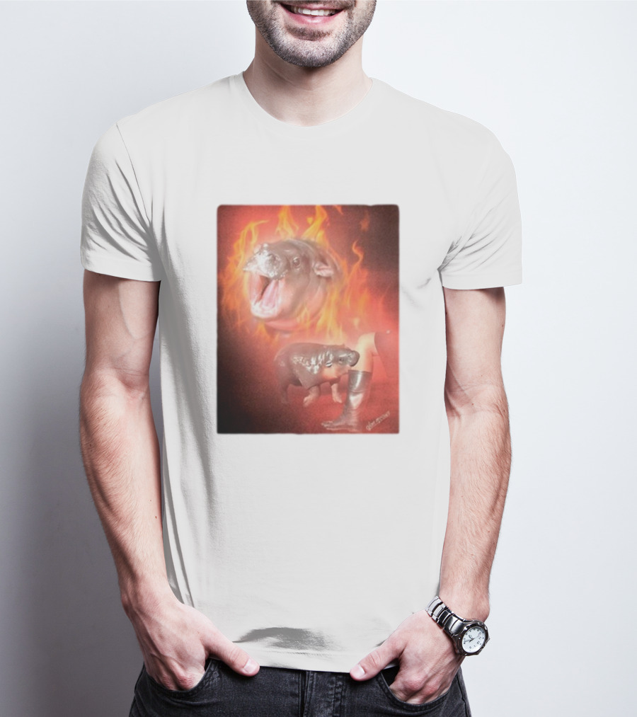 Twaniimals Moo Deng Mood Hippos On Fire T-Shirt
