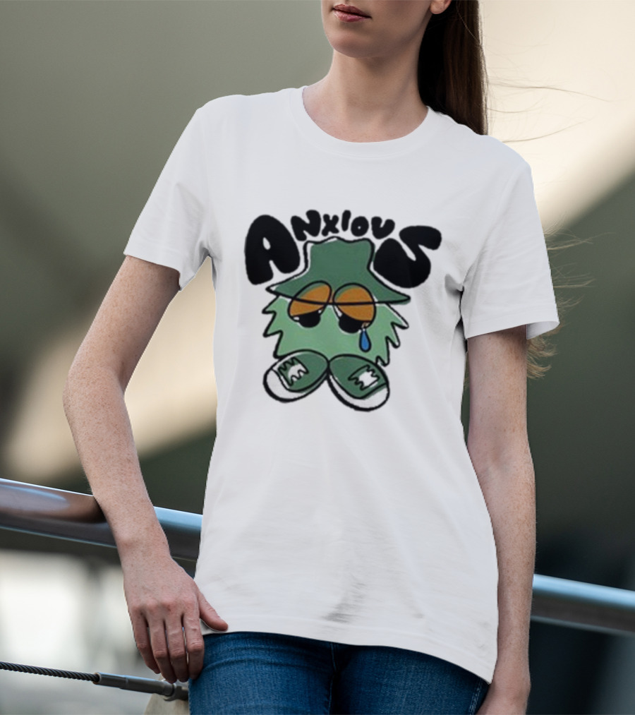 Anxious Fuzzball Green Teardrop Sneaker Character T-Shirt