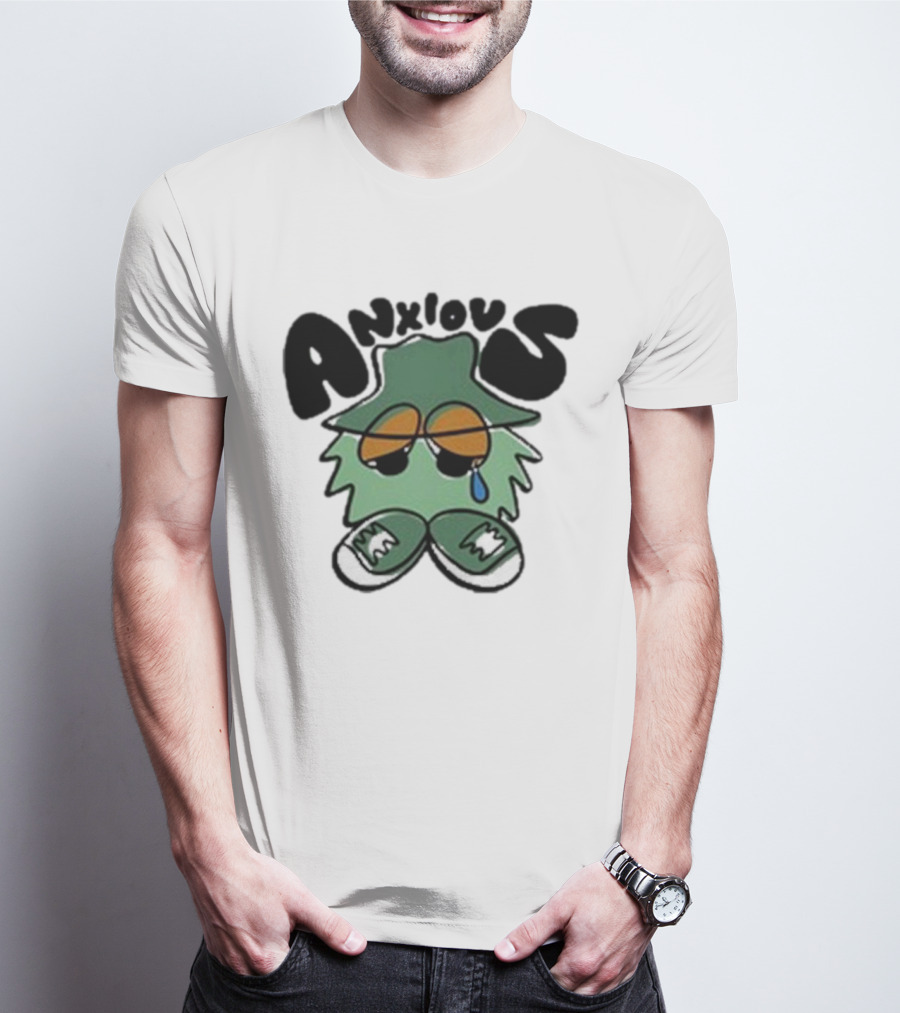 Anxious Fuzzball Green Teardrop Sneaker Character T-Shirt