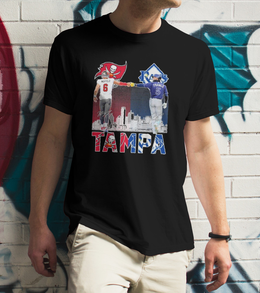 Mayfield 6 Buccaneers Franco 5 Rays Tampa City Collaboration T-Shirt